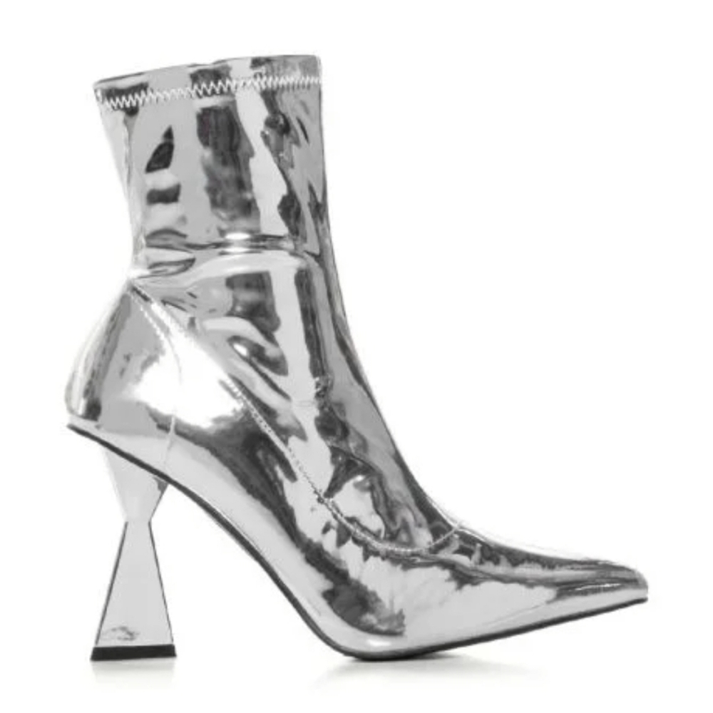 Shiny Silver Ankle Boots for Women